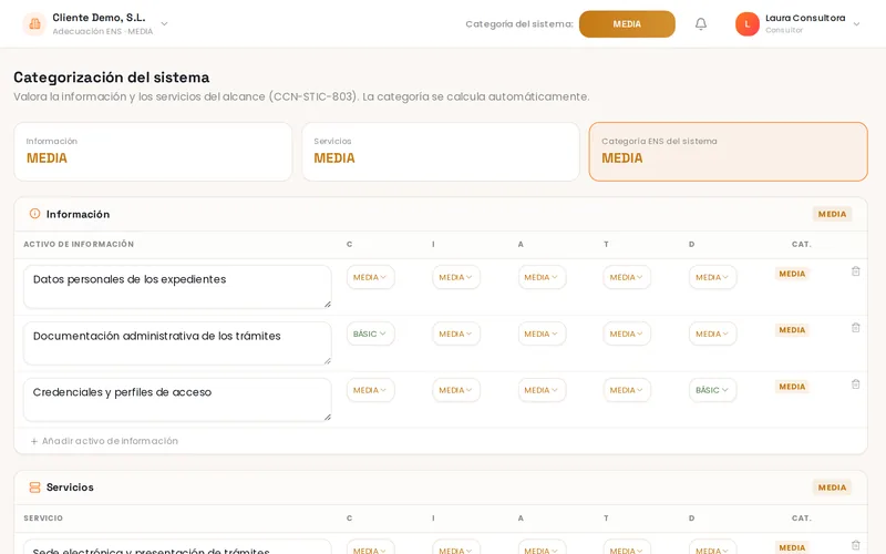 ENSfy: categorización del sistema