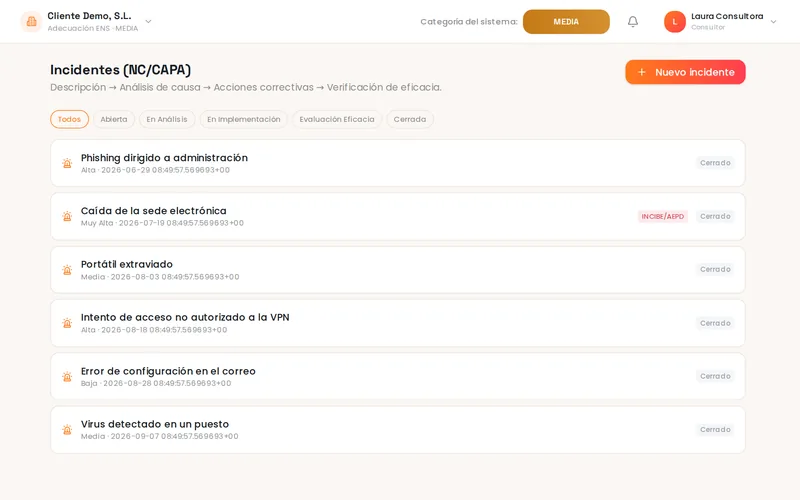 ENSfy: gestión de incidentes