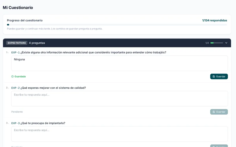 ISOfy: cuestionario inicial